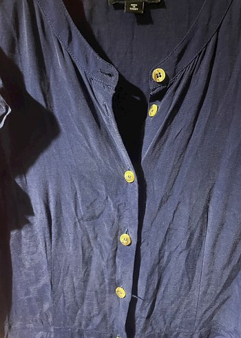 Düğmeli Lacivert Elbise - Görsel 6