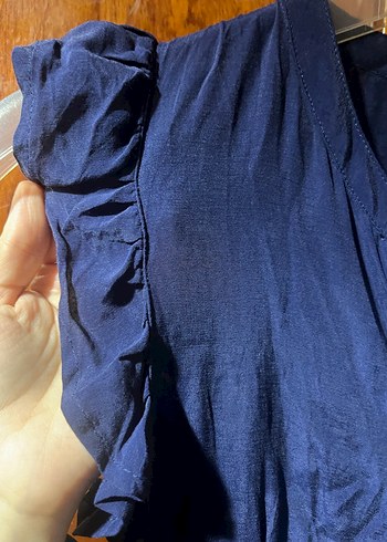 Düğmeli Lacivert Elbise - Görsel 5