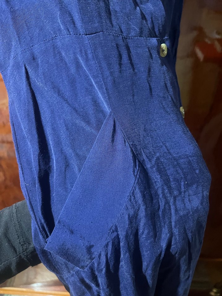 Düğmeli Lacivert Elbise - Görsel 3