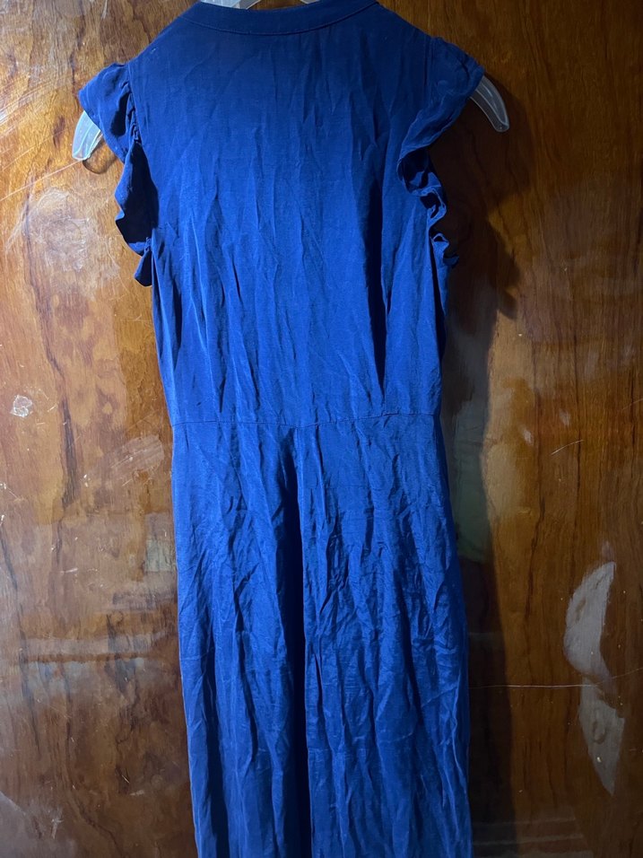 Düğmeli Lacivert Elbise - Görsel 4