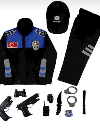 5 Yaş Beden Çocuk Mavi Polis Kostümü Seti
