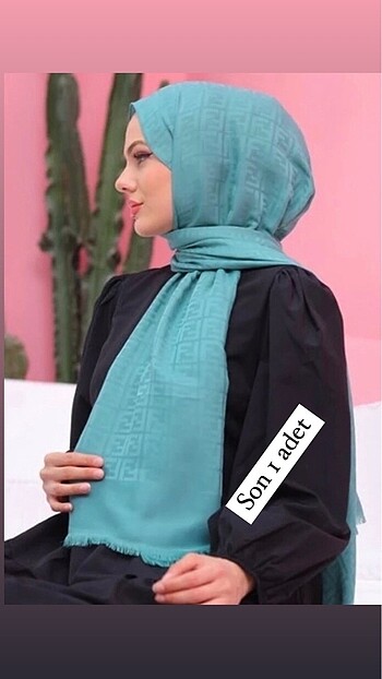 Mint Yeşili F Desen Pamuk Jakar Şal 75 x 185