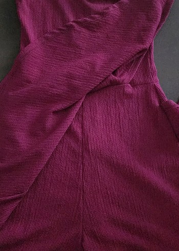 Etek Gorunumlu Sortlu Mor Elbise - Görsel 2