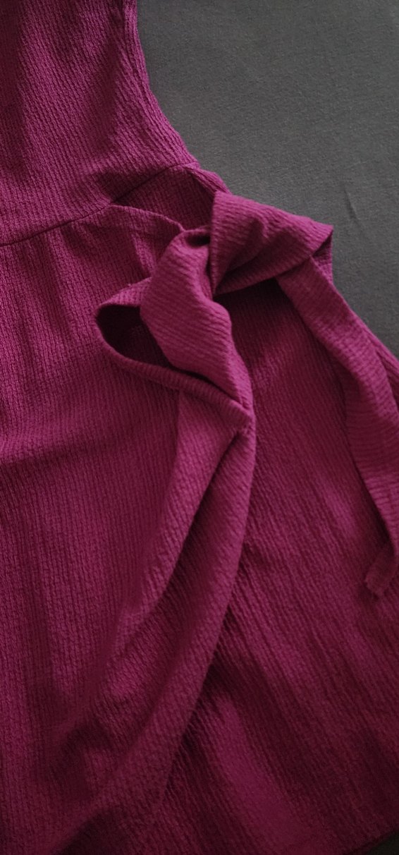 Etek Gorunumlu Sortlu Mor Elbise - Görsel 3