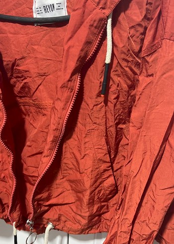 Kırmızı Kapüşonlu Spor Kadın Ceket yağmurluk - Görsel 3
