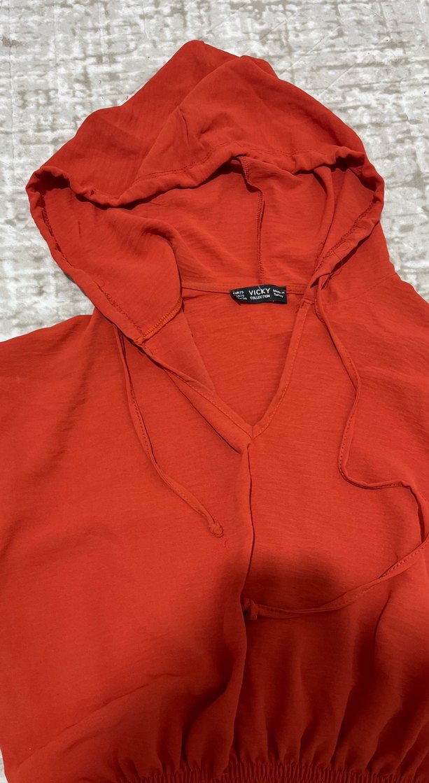 Koyu turuncu Kadın Kapüşonlu Eşofman Takımı - Görsel 5