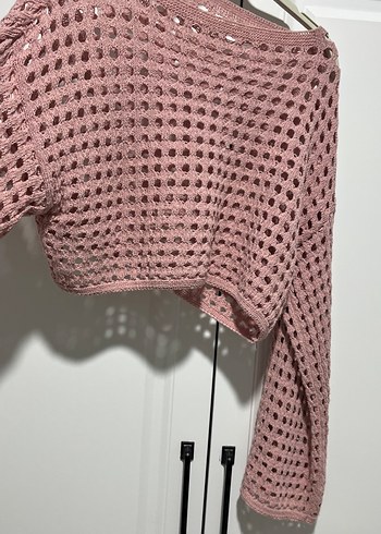 Pembe Örgü Kadın Kazak - Görsel 3