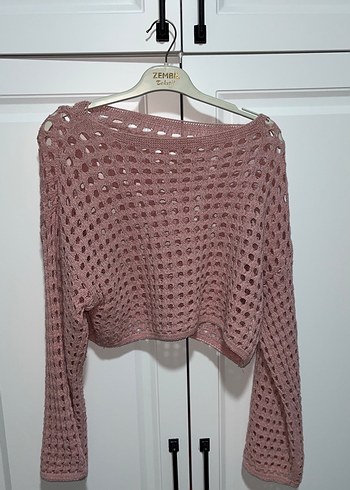 Pembe Örgü Kadın Kazak - Görsel 5