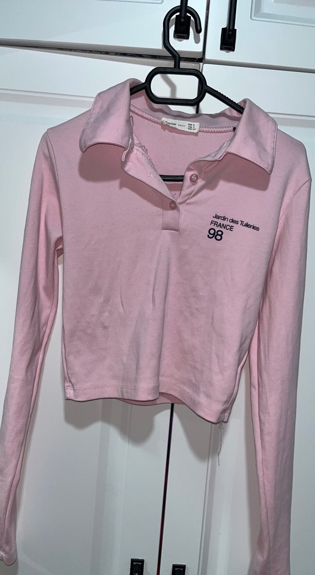 Düğmeli Uzun Kollu Pembe Kadın Gömlek - Görsel 2