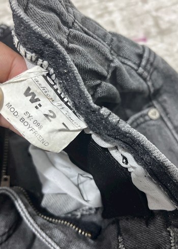 Gri Bol Kesim Kadın Kot Pantolon - Görsel 3