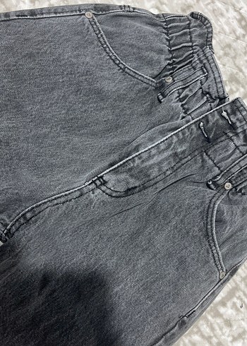 Gri Bol Kesim Kadın Kot Pantolon - Görsel 2