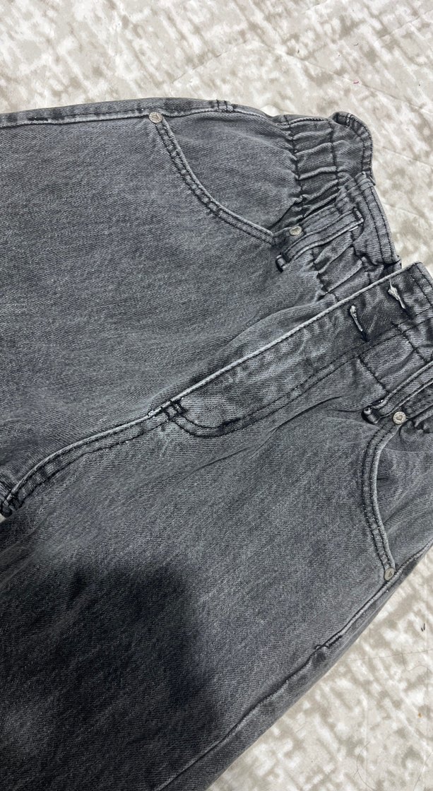 Gri Bol Kesim Kadın Kot Pantolon - Görsel 2