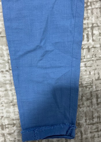 Kadın Mavi Denim Midi Boy keten Pantolon - Görsel 2