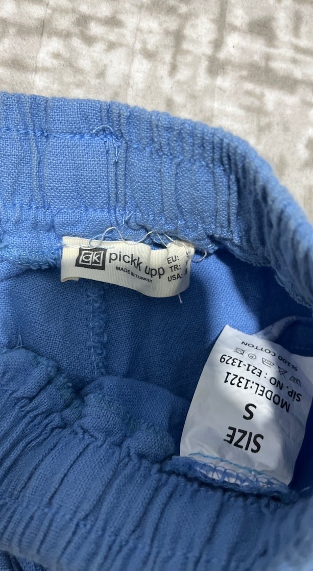 Kadın Mavi Denim Midi Boy keten Pantolon - Görsel 5