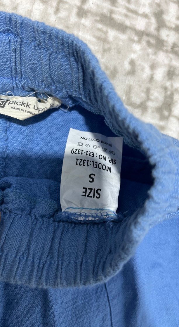 Kadın Mavi Denim Midi Boy keten Pantolon - Görsel 4