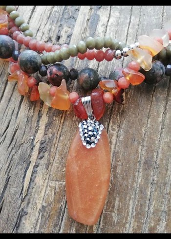 Doğal taş çok sarımlı kolye - Görsel 3