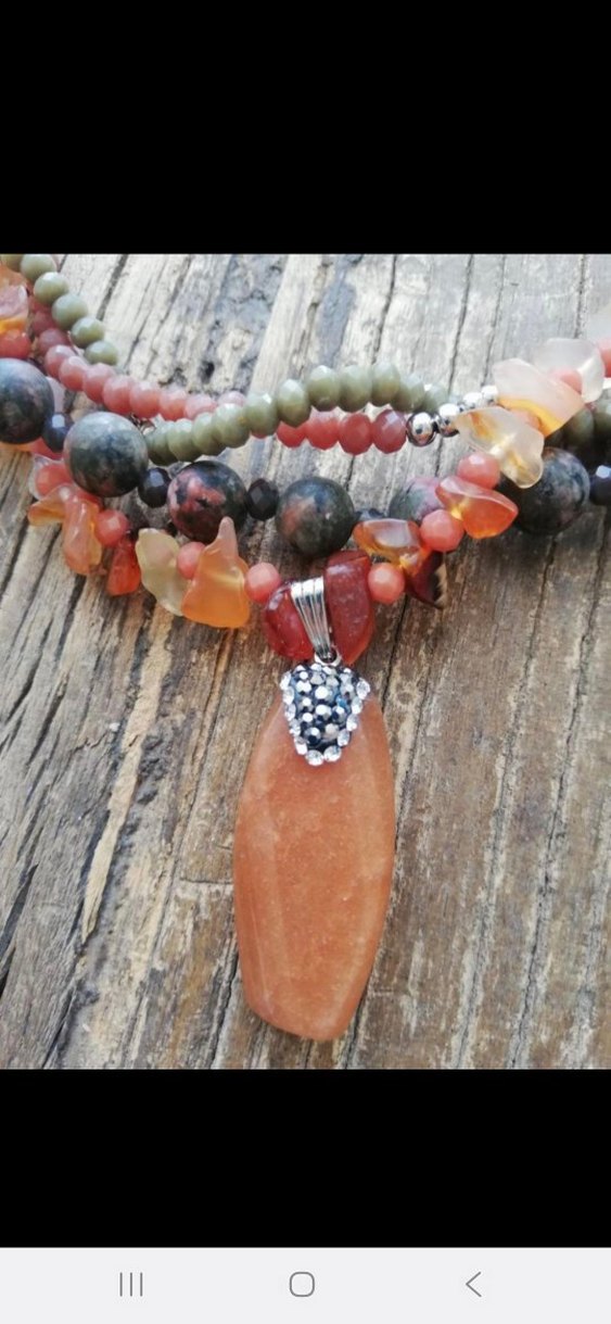 Doğal taş çok sarımlı kolye - Görsel 3