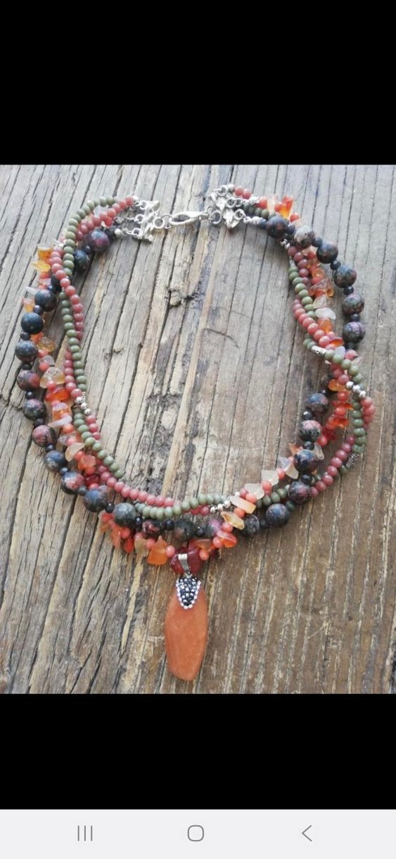 Doğal taş çok sarımlı kolye - Görsel 2