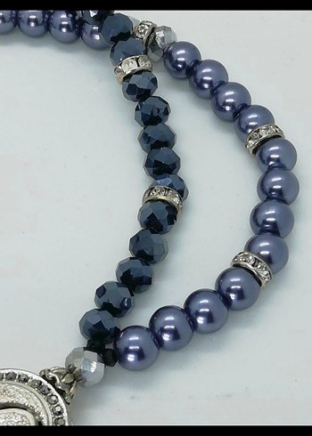 Füme boncuklu kolye B19 - Görsel 2