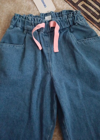 Kemer Detaylı Gri Mavi Kız Kot Pantolon - Görsel 2