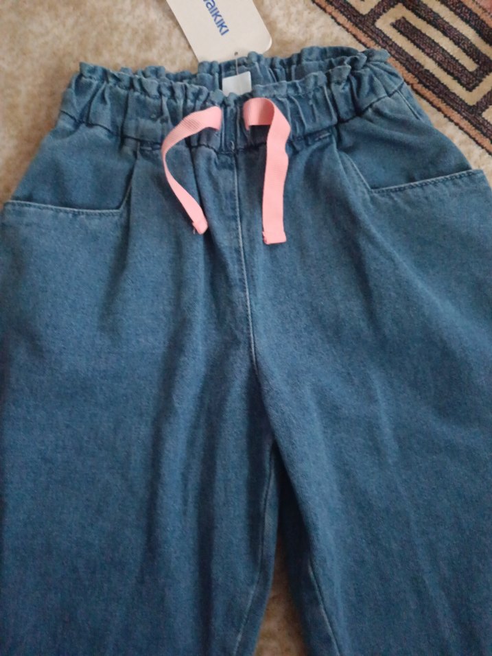 Kemer Detaylı Gri Mavi Kız Kot Pantolon - Görsel 2