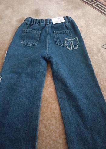 Nakışlı Gri Mavi Kız Kot Pantolon - Görsel 5