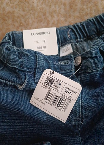 Nakışlı Gri Mavi Kız Kot Pantolon - Görsel 3