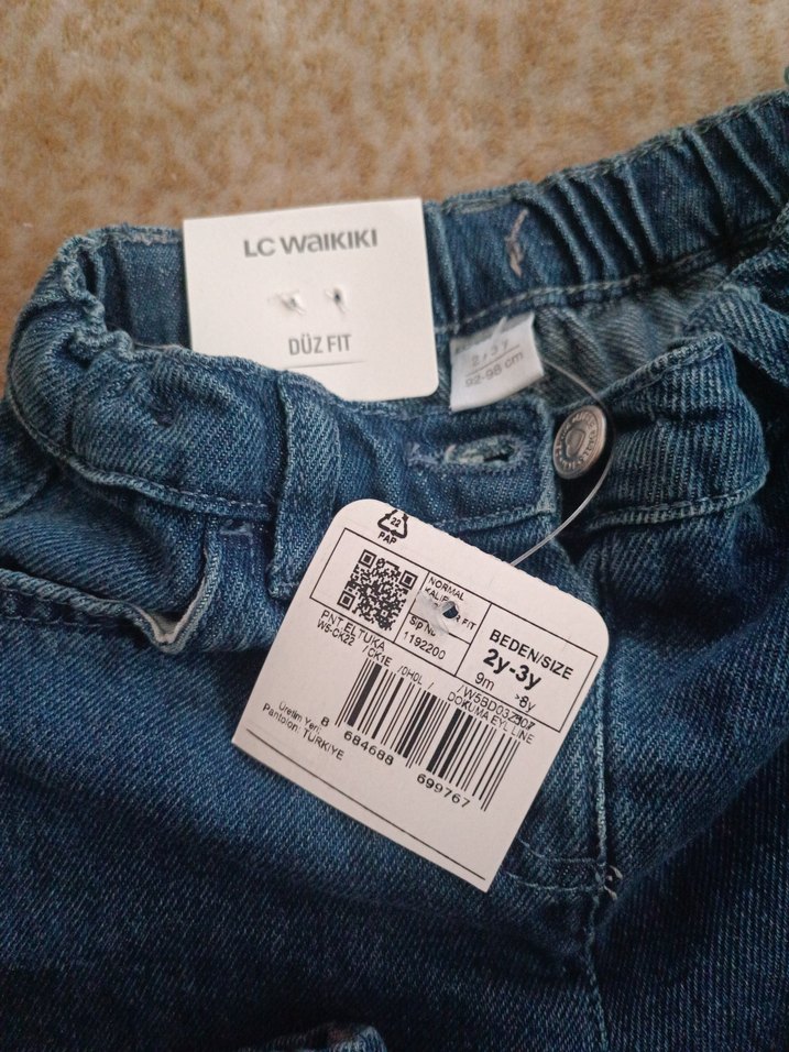 Nakışlı Gri Mavi Kız Kot Pantolon - Görsel 3