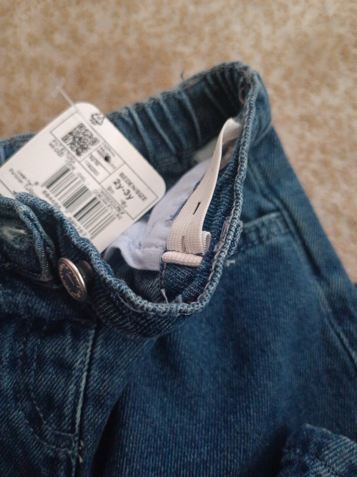 Nakışlı Gri Mavi Kız Kot Pantolon - Görsel 4