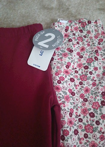 Bordo ve Çiçek Desenli Kız Taytları - Görsel 2