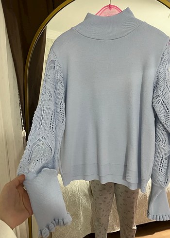 Uzun Kollu Boğazlı Triko Kazak - Görsel 3