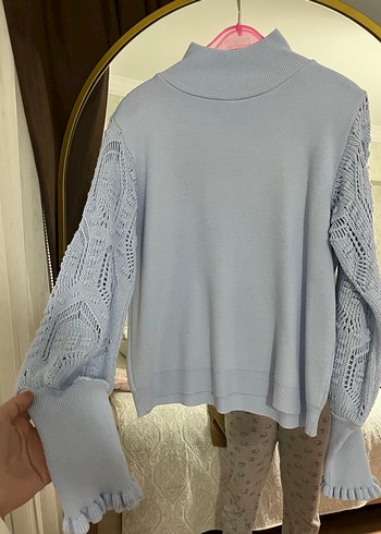 Uzun Kollu Boğazlı Triko Kazak - Görsel 4