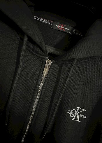 Siyah Kapüşonlu Fermuarlı ck hırka - Görsel 3