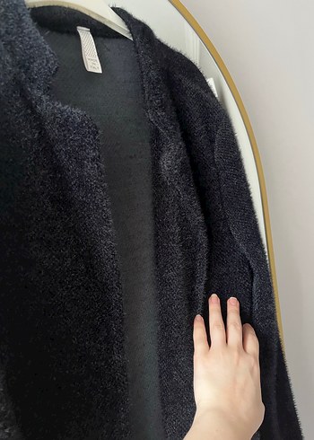 Siyah Midi Boy Rahat Kesim Kadın Ceket - Görsel 2