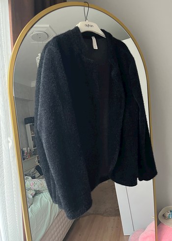 Siyah Midi Boy Rahat Kesim Kadın Ceket - Görsel 3