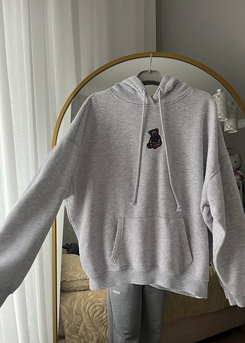 Gri Nakışlı Kadın Sweat - Görsel 3