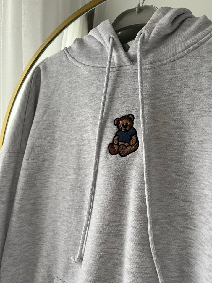 Gri Nakışlı Kadın Sweat - Görsel 2