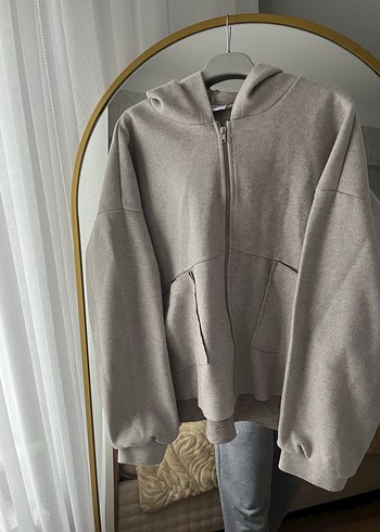 Gri Fermuarlı Kadın Sweatshirt - Görsel 2