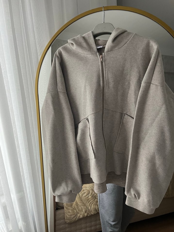 Gri Fermuarlı Kadın Sweatshirt - Görsel 2