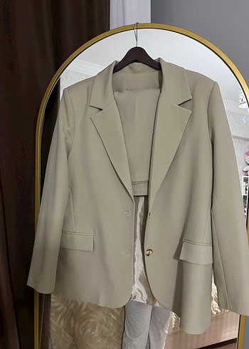 Bej Kadın Blazer Ceket takım - Görsel 3