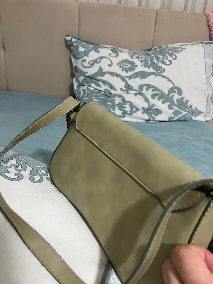 Bej Deri Kadın Omuz Çantası - Görsel 2