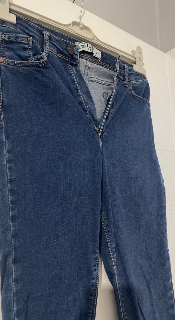 Fermuarlı Mavi Kadın Kot Pantolon - Görsel 2