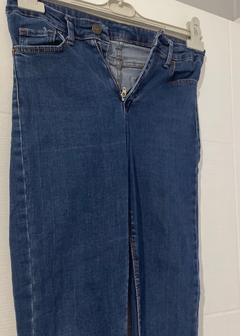 Kadın Lacivert Dar Kesim Midi Kot Pantolon - Görsel 2