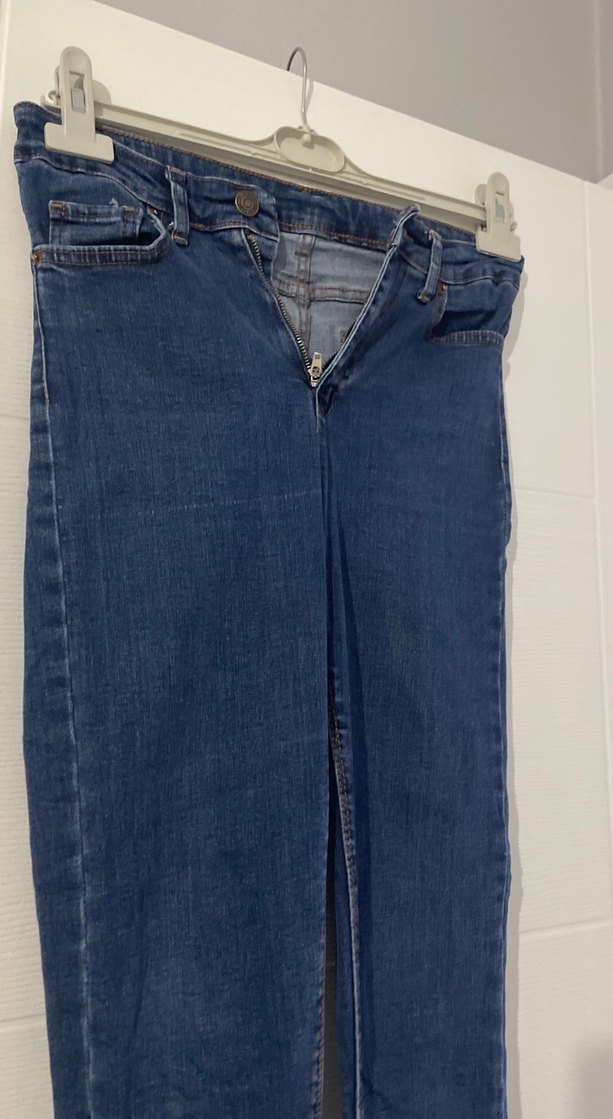 Kadın Lacivert Dar Kesim Midi Kot Pantolon - Görsel 2