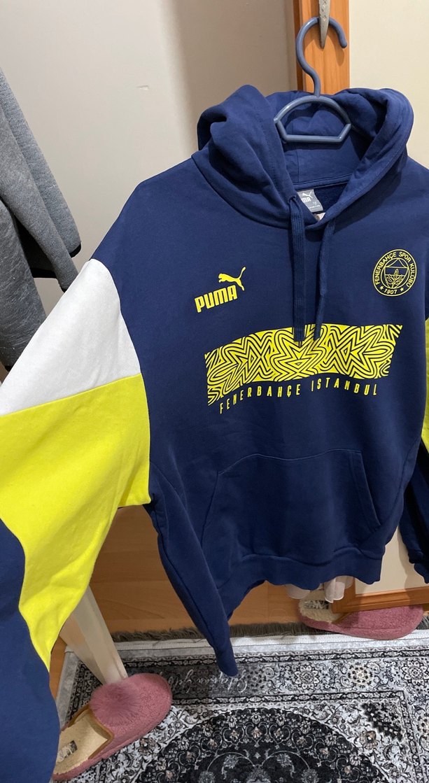 Puma Sarı Desenli Kapüşonlu Sweatshirt - Görsel 2
