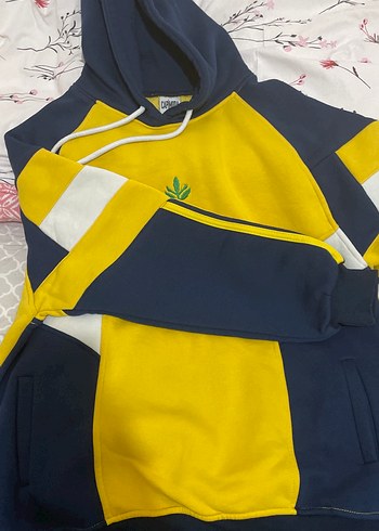 Sarı Lacivert Kapüşonlu Kadın Sweatshirt - Görsel 2