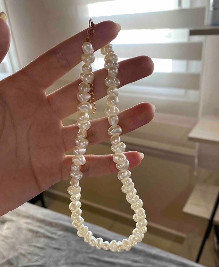 Beyaz Boncuklu Minimalist Midi Kolye - Görsel 3