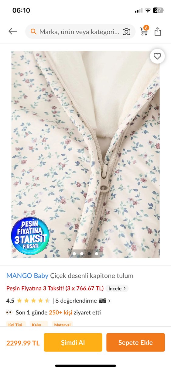 MANGO Baby Çiçek Desenli Kapitone Tulum - Görsel 2