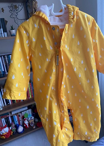 Kapüşonlu Sarı Bebek Yağmurluk - Görsel 2