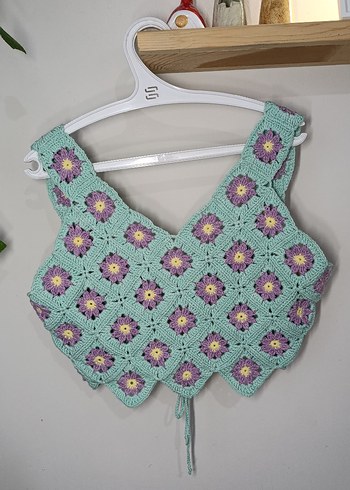 xs Beden çeşitli Renk Çok Renkli Örgü Mini Crop Top